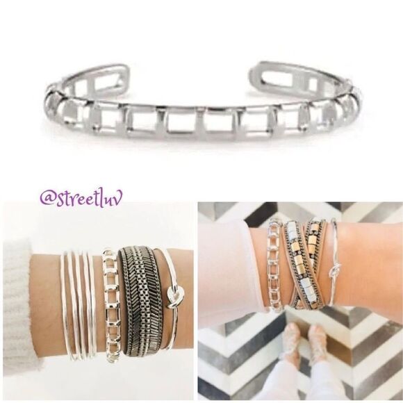 Stella & Dot Silver Cage Cuff Bracelet - Picture 3 of 7